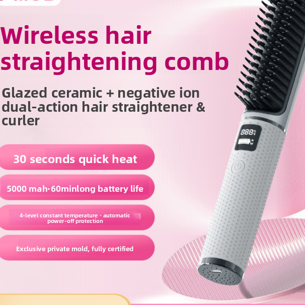 Mini Wireless Rechargeable Hair Straightener and Curling Iron